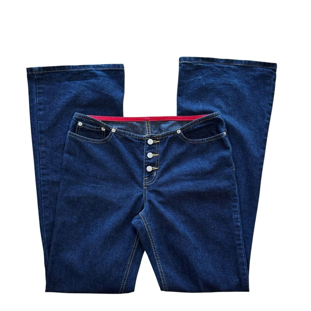 Polo Jeans Co Ralph Lauren Size 5/6 Flare Low Rise Jeans Exposed Button Fly Y2K
